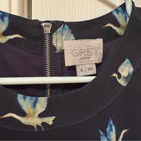 Grey Jason Wu Sleeveless Bird Print‎ Dress - Picture 3 of 8